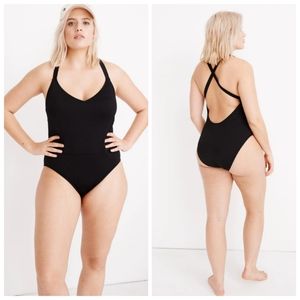 Madewell Plus Black Criss Cross Swimsuit